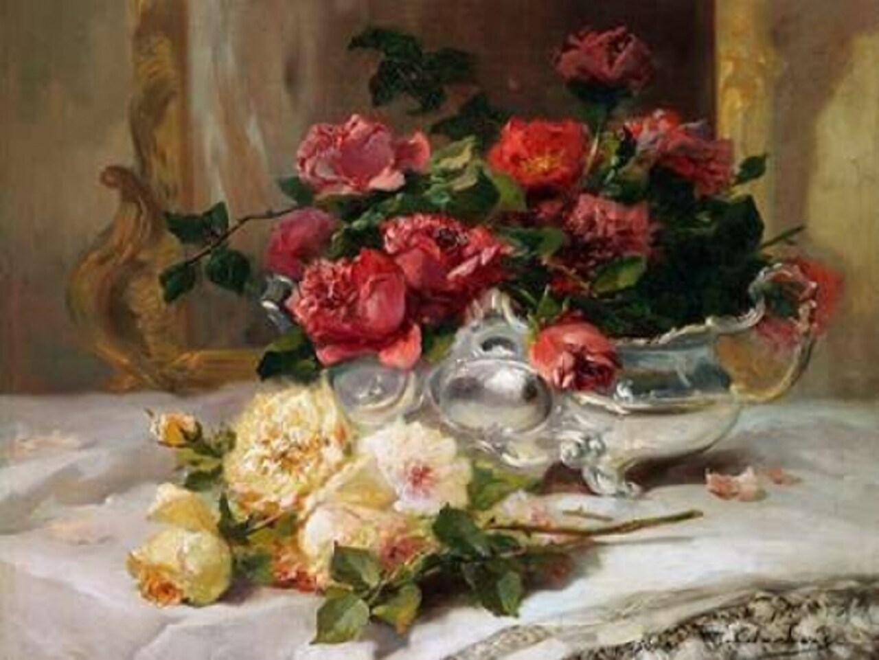 Roses on a Dressing Table Poster Print by Eugene Henri Cauchois - Item # VARPDX3EC103